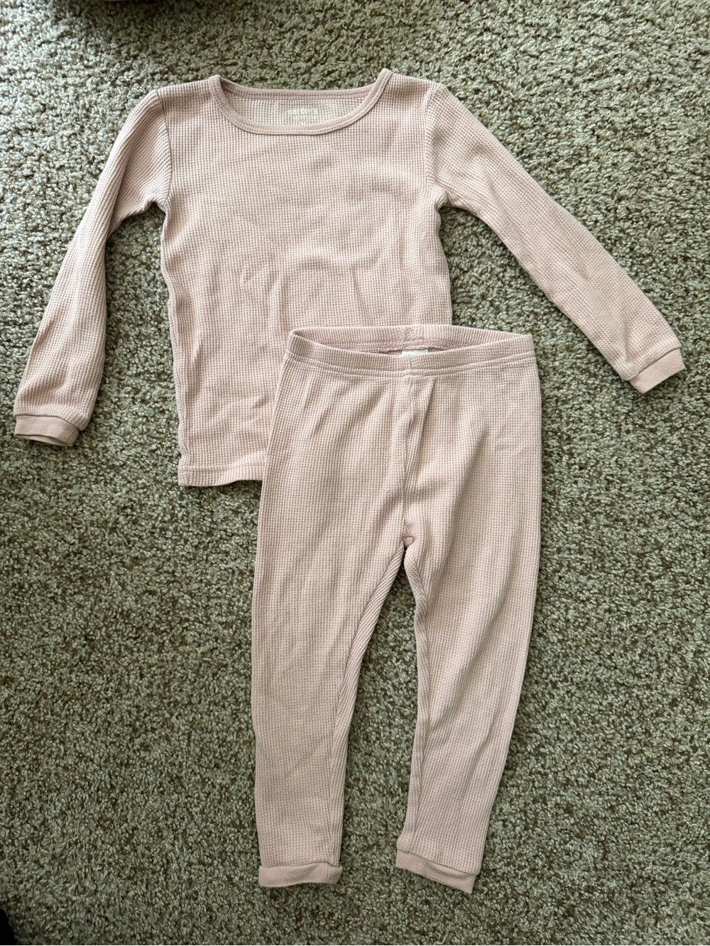 Carter's Girls Waffle-Knit Pajama Set - Light Pink